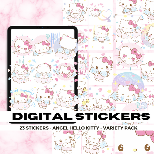 23 Angel Hello Kitty | Goodnotes Planner | Digital Stickers | PNG Files | Variety Pack