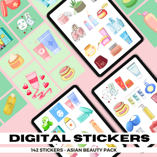 142 Asian Beauty Digital Stickers | Goodnotes Planner | Digital Stickers | PNG Files | Variety Pack