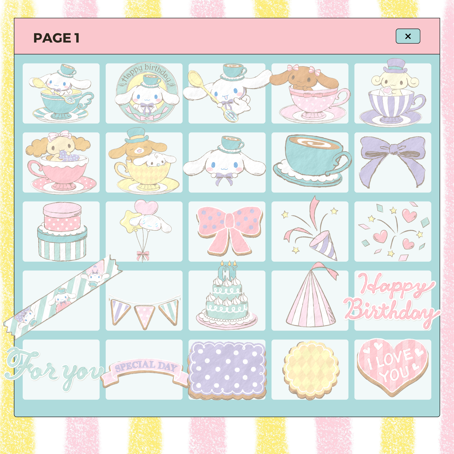 70 Pastel Cinnamoroll Anniversary Edition | Goodnotes Planner | Digital Stickers | PNG Files | Variety Pack