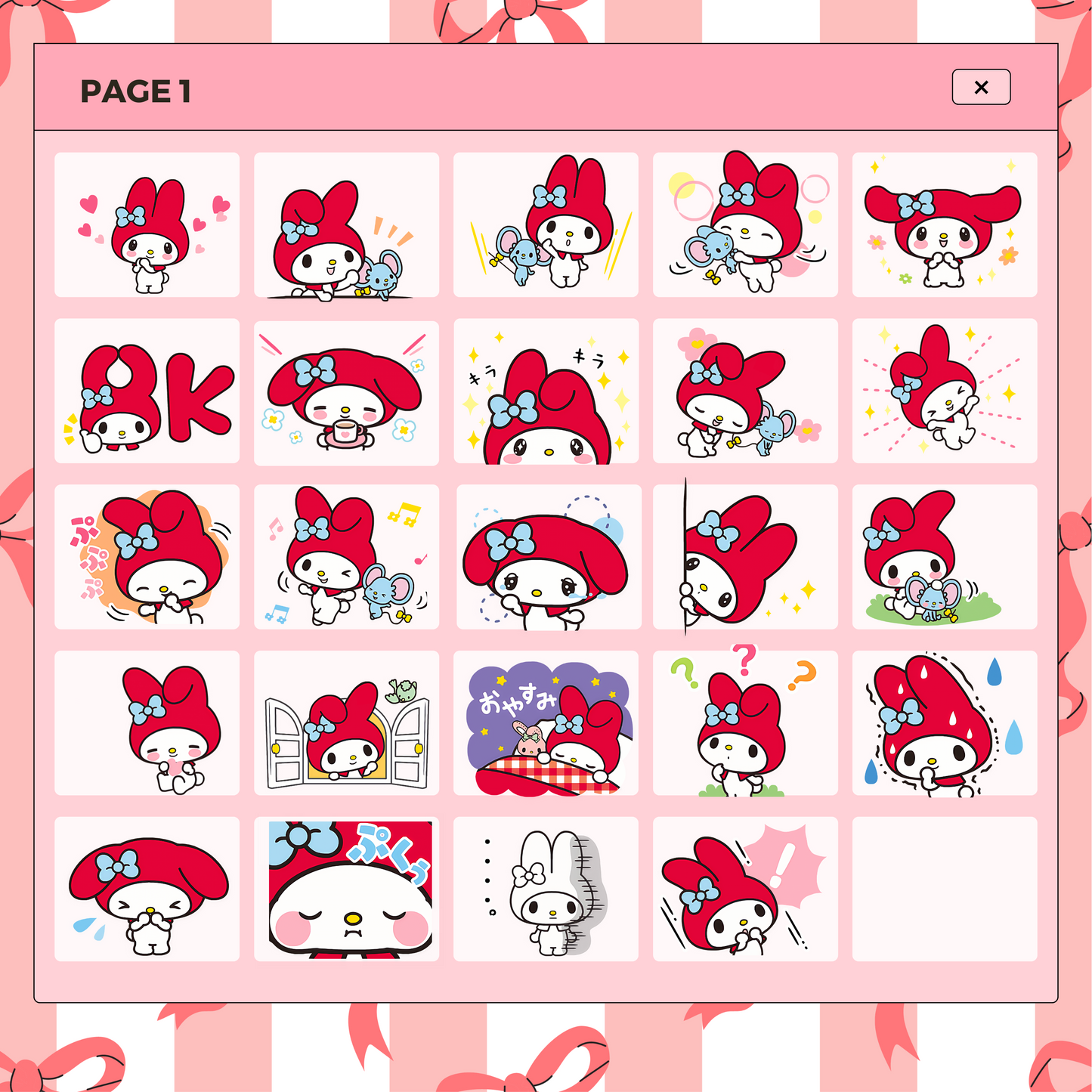 24 Red My Melody | Goodnotes Planner | Digital Stickers | PNG Files | Variety Pack