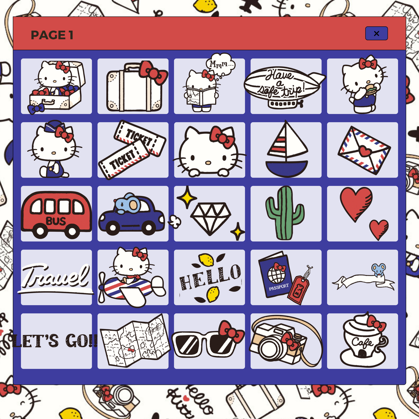 36 Travel Hello Kitty | Goodnotes Planner | Digital Stickers | PNG Files | Variety Pack