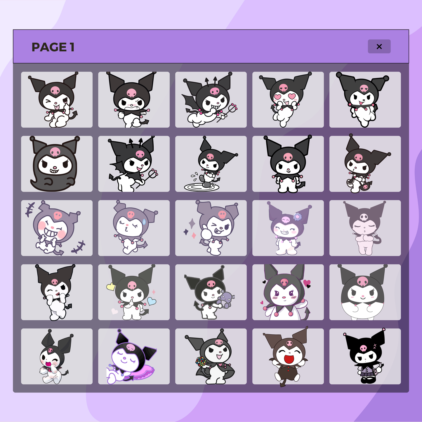 60 Assorted Kawaii Kuromi Bunny | Goodnotes Planner | Digital Stickers | PNG Files | Variety Pack