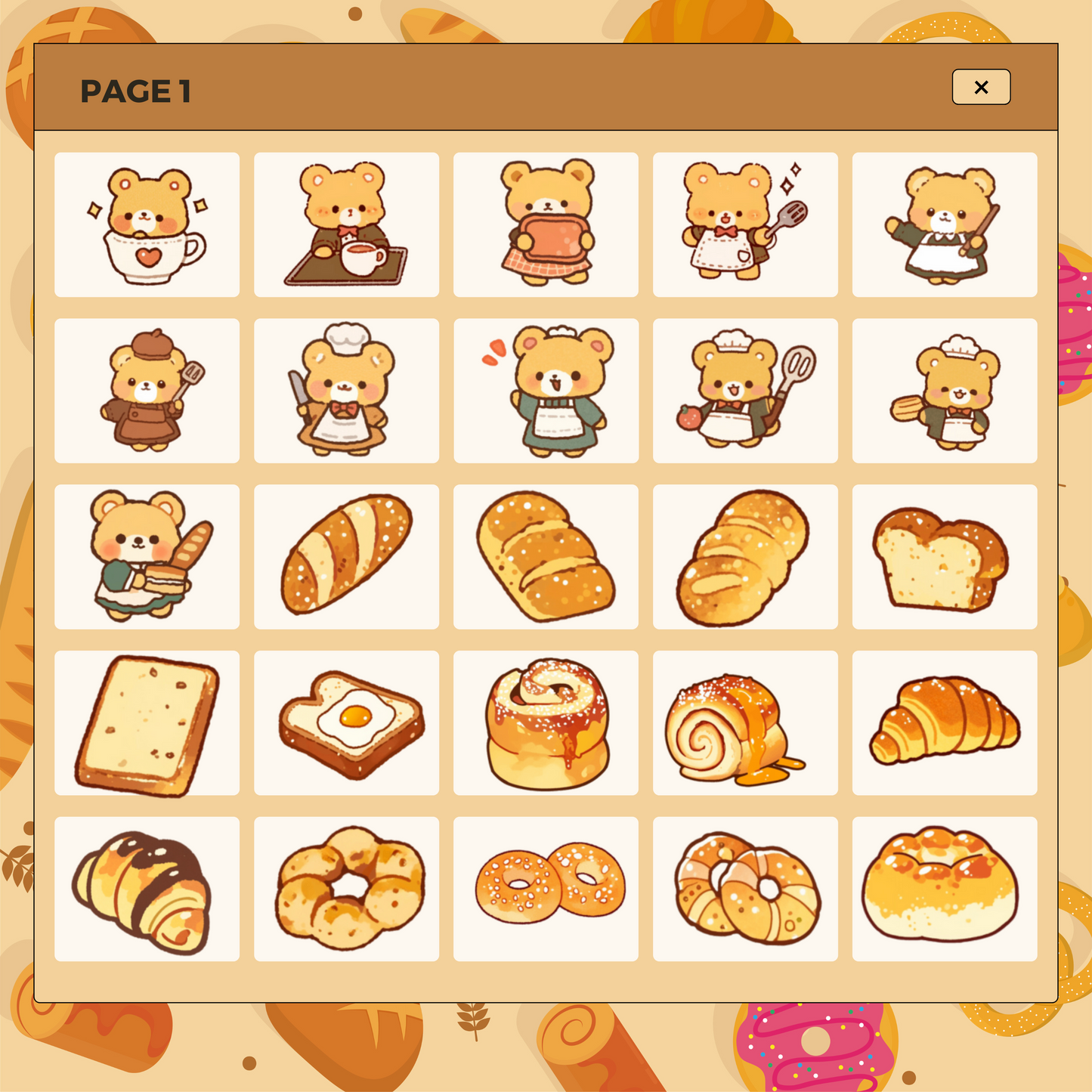 40 Cute Bear Bakery | Goodnotes Planner | Digital Stickers | PNG Files | Variety Pack