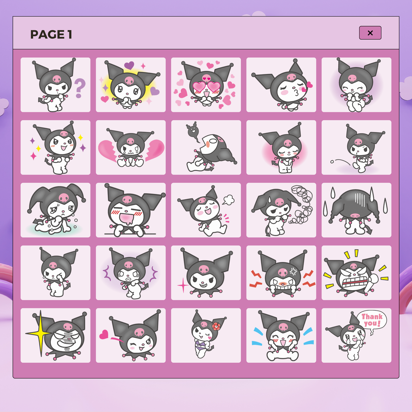 40 Kawaii Kuromi Stickers | Goodnotes Planner | Digital Stickers | PNG Files | Variety Pack