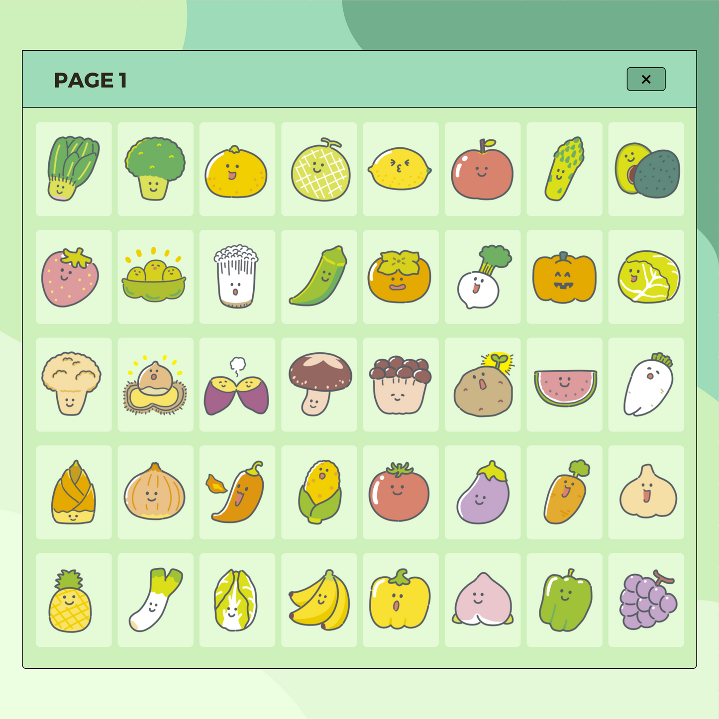 400 Kawaii Fruits and Vegetables Digital Stickers | Goodnotes Planner | Digital Stickers | PNG Files | Variety Pack