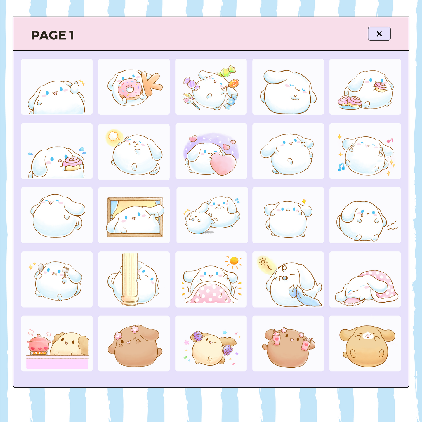 40 Chubby Cinnamoroll | Goodnotes Planner | Digital Stickers | PNG Files | Variety Pack