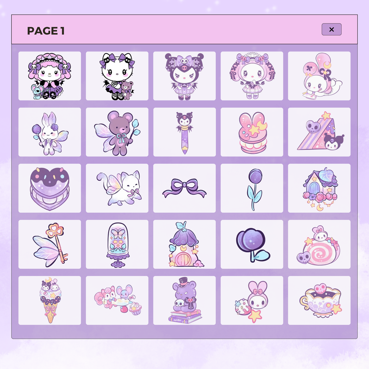 30 Kawaii Kuromi and Accessories | Goodnotes Planner | Digital Stickers | PNG Files | Variety Pack