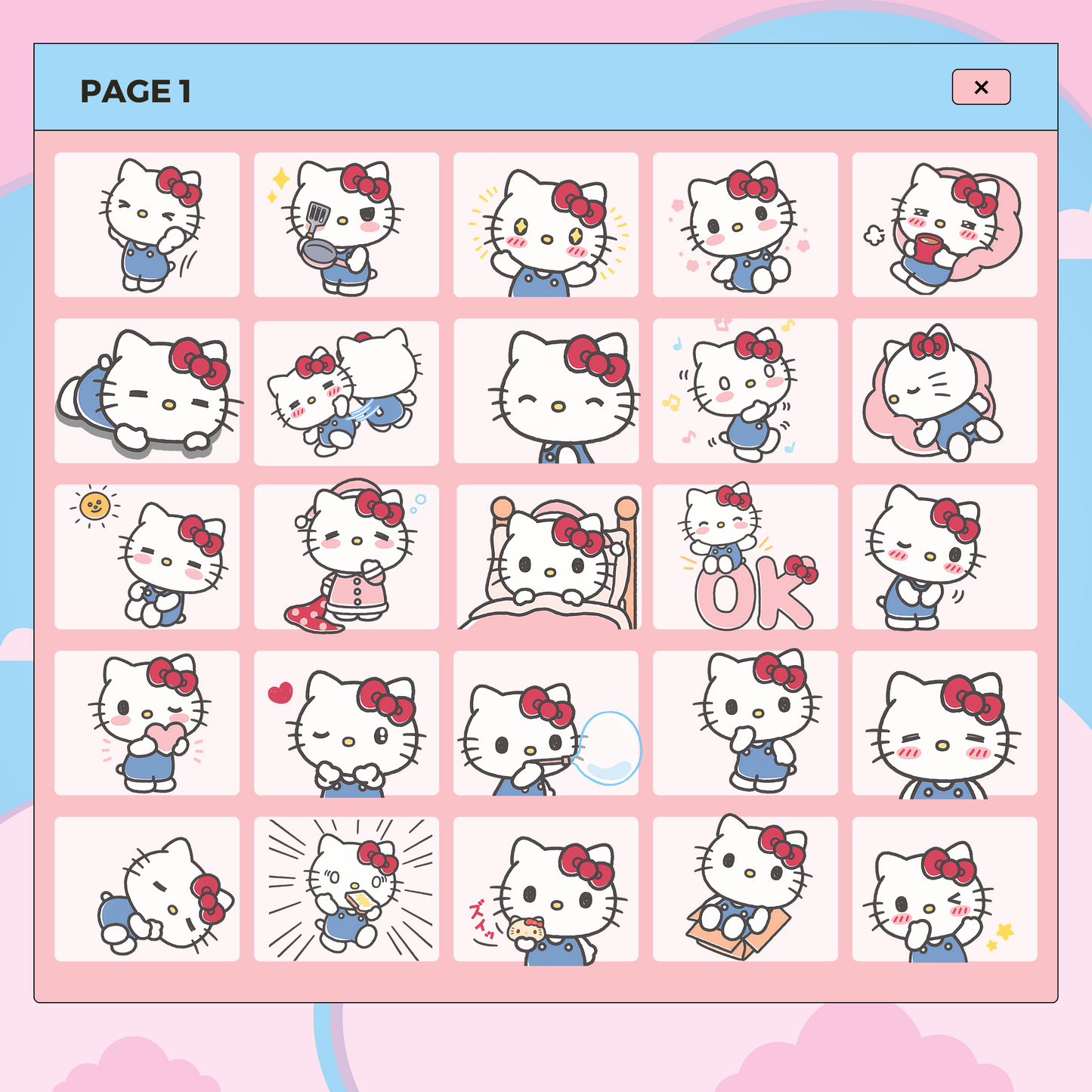 40 Sleepy Hello Kitty | Goodnotes Planner | Digital Stickers | PNG Files | Variety Pack