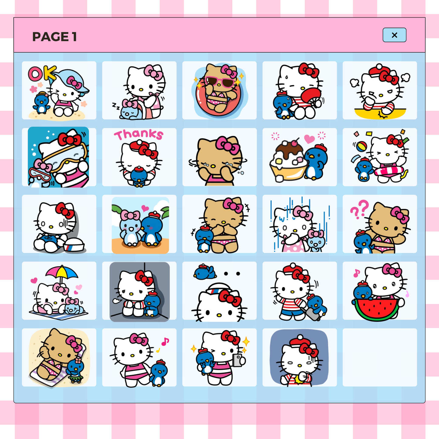 24 Tan Summer Hello Kitty | Goodnotes Planner | Digital Stickers | PNG Files | Variety Pack