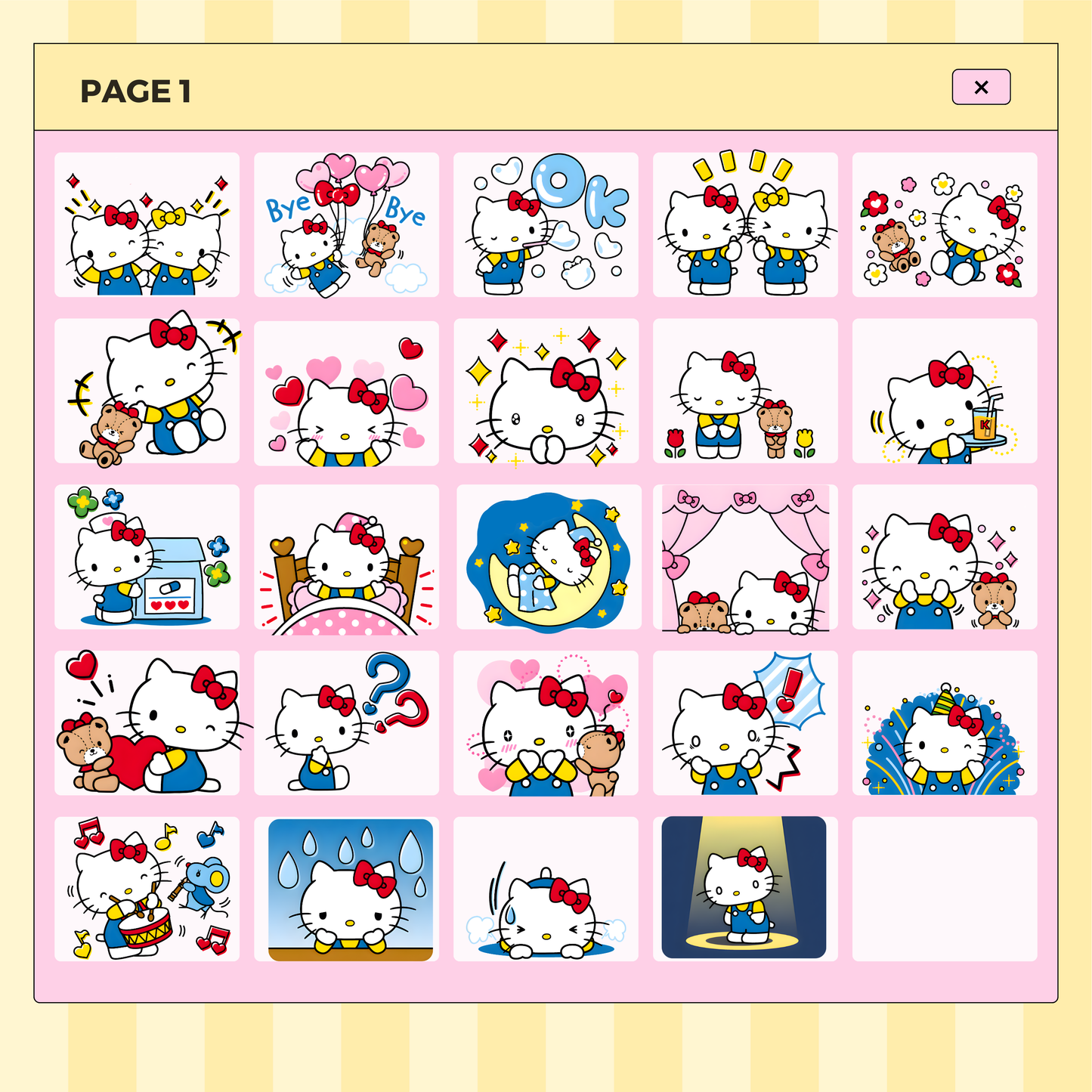 24 Red and Yellow Hello Kitty | Goodnotes Planner | Digital Stickers | PNG Files | Variety Pack