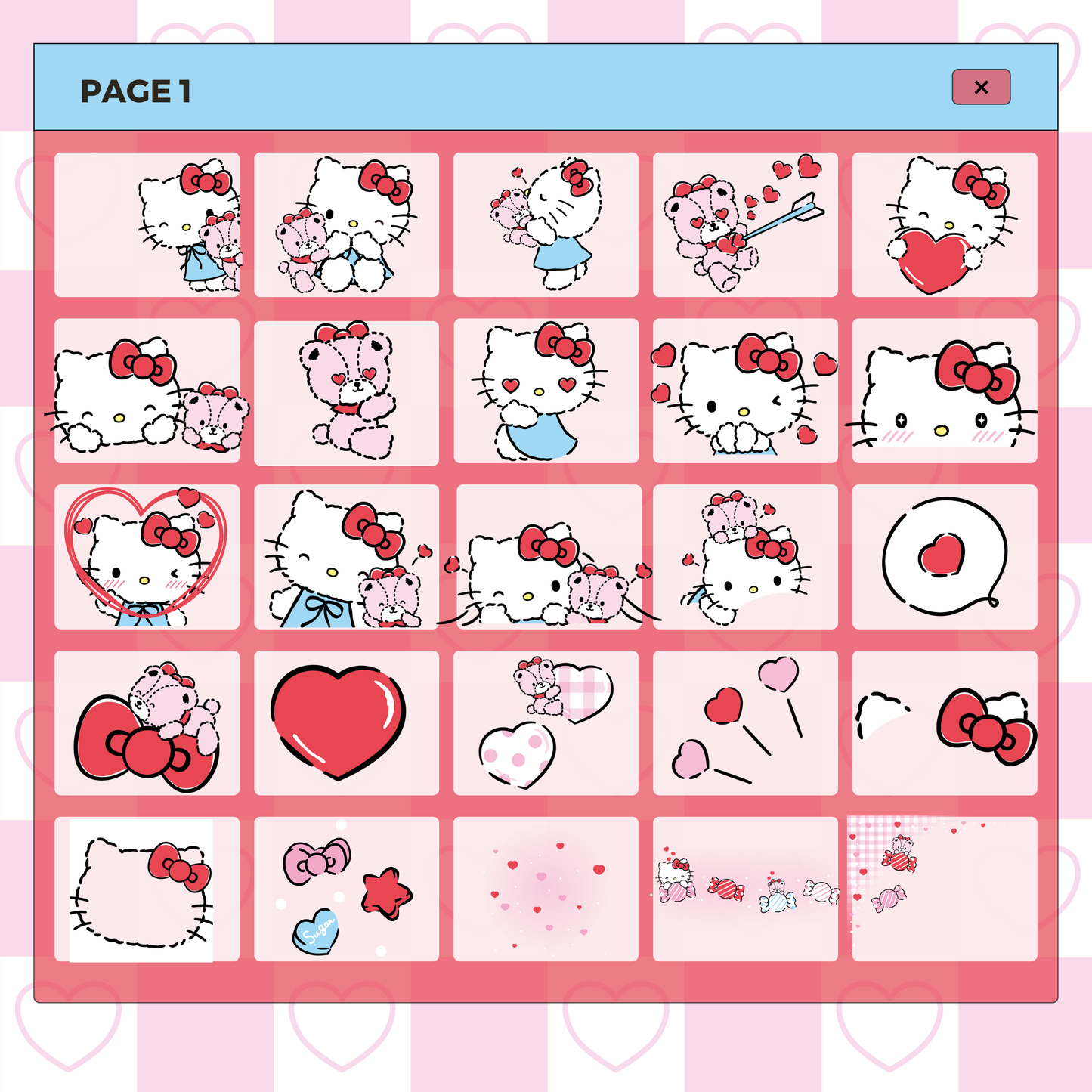 36 Love Hello Kitty Accessories and Backgrounds | Goodnotes Planner | Digital Stickers | PNG Files | Variety Pack