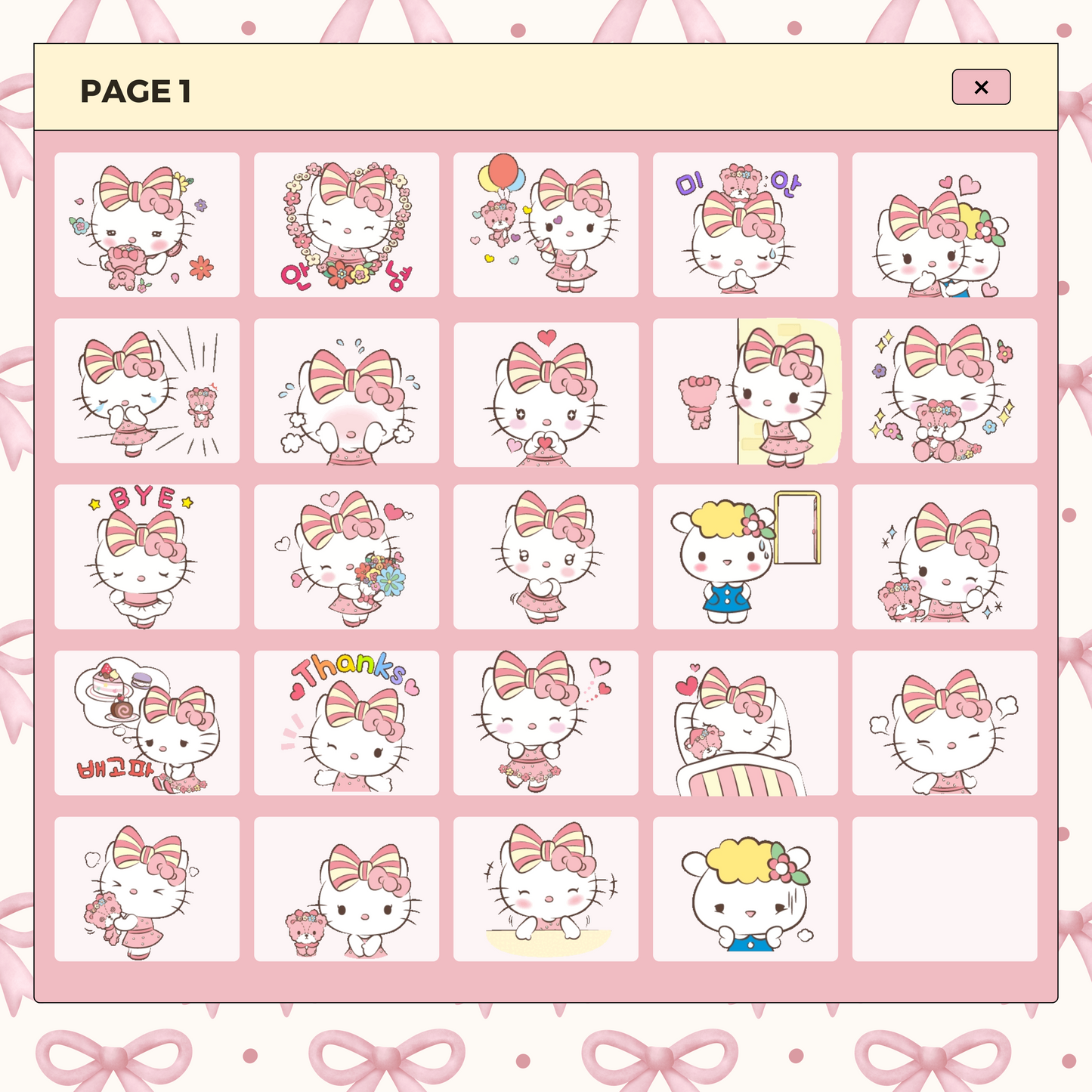 24 Pink Bow Hello Kitty Goodnotes Planner | Digital Stickers | PNG Files | Variety Pack