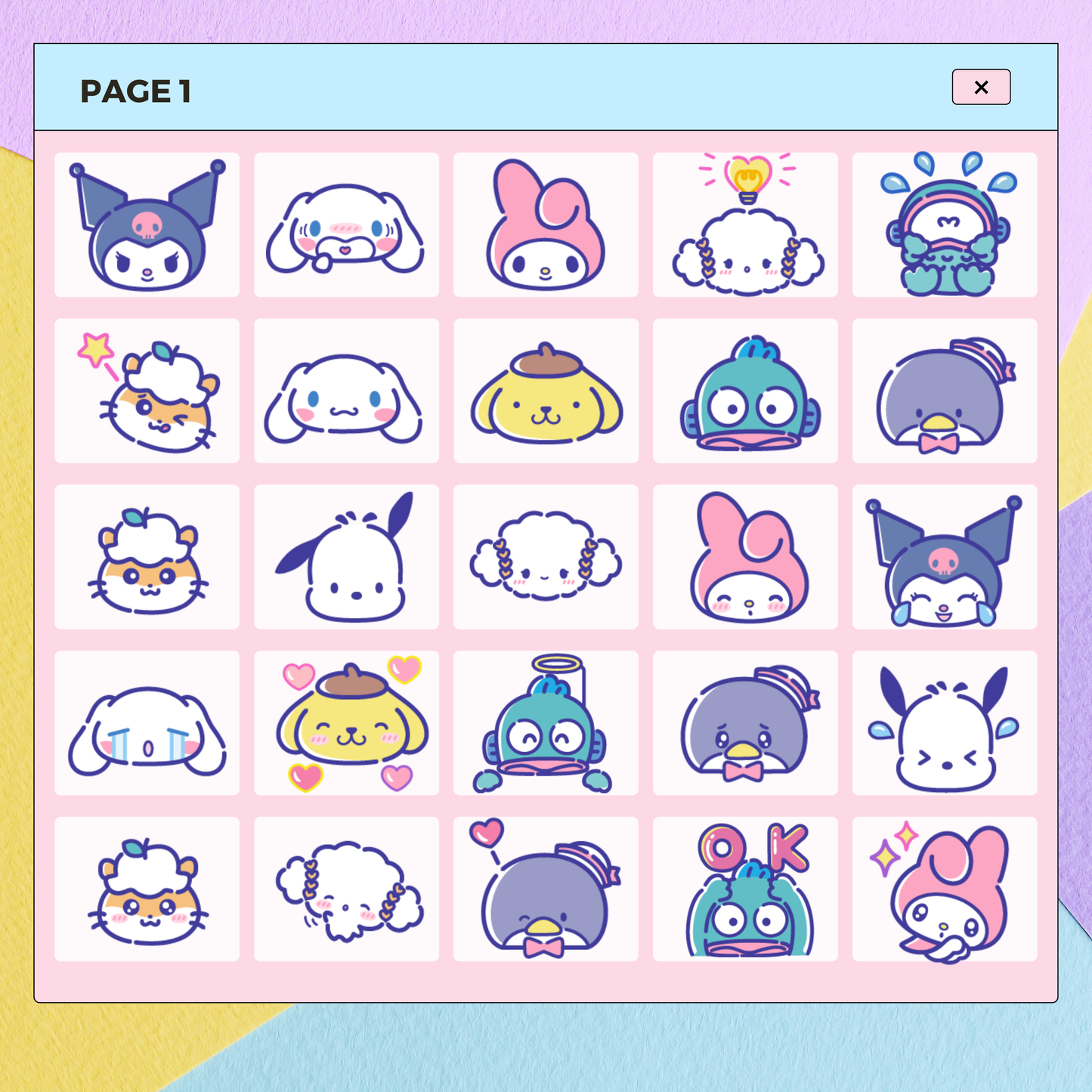 40 Assorted Kawaii Character Faces | Goodnotes Planner | Digital Stickers | PNG Files | Variety Pack