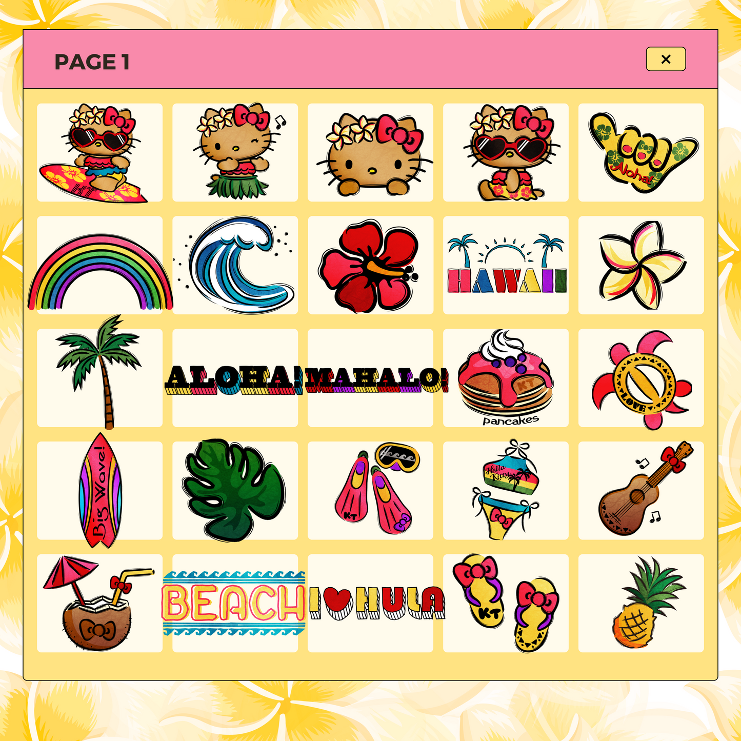 28 Hawaii Hello Kitty | Goodnotes Planner | Digital Stickers | PNG Files | Variety Pack