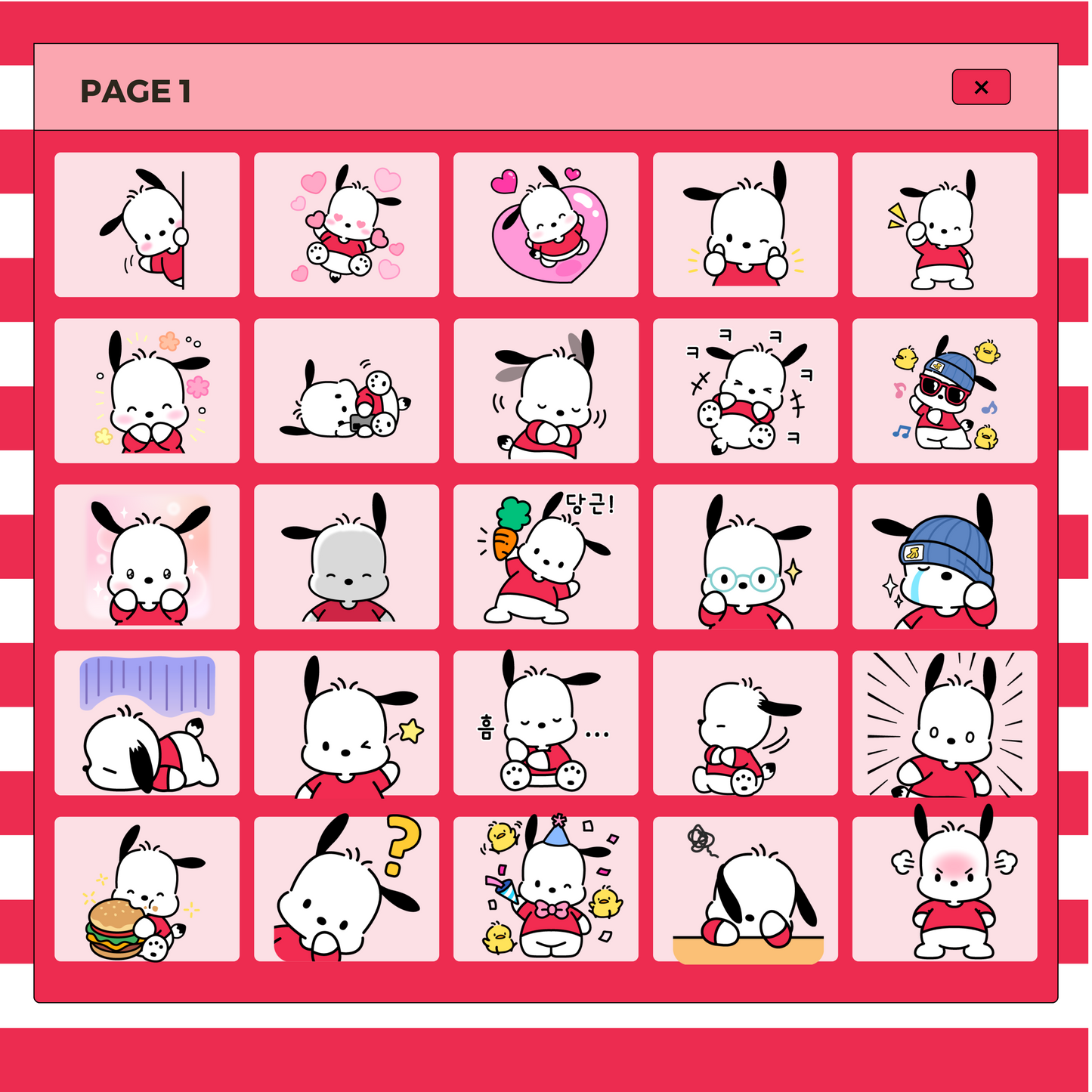 32 Red Pochacco | Goodnotes Planner | Digital Stickers | PNG Files | Variety Pack