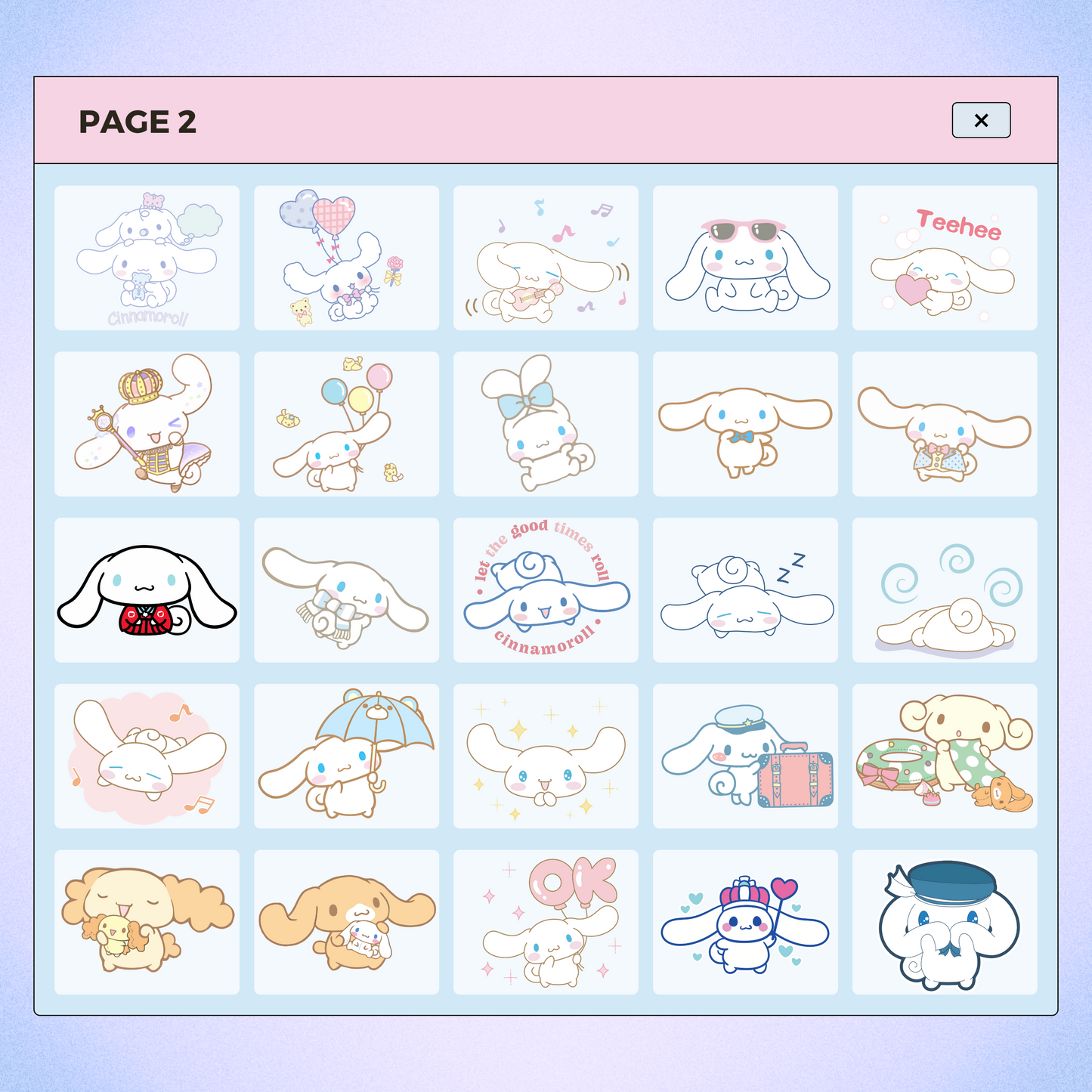 162 Kawaii Cinnamoroll Character | Goodnotes Planner | Digital Stickers | PNG Files | Variety Pack