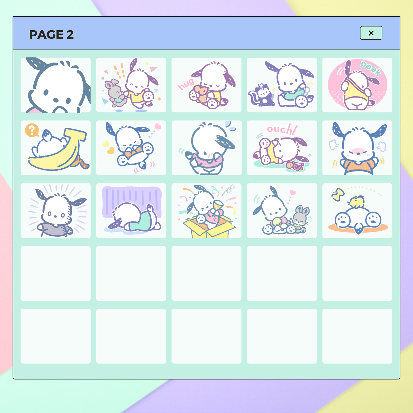 40 Pastel Pochacco | Goodnotes Planner | Digital Stickers | PNG Files | Variety Pack