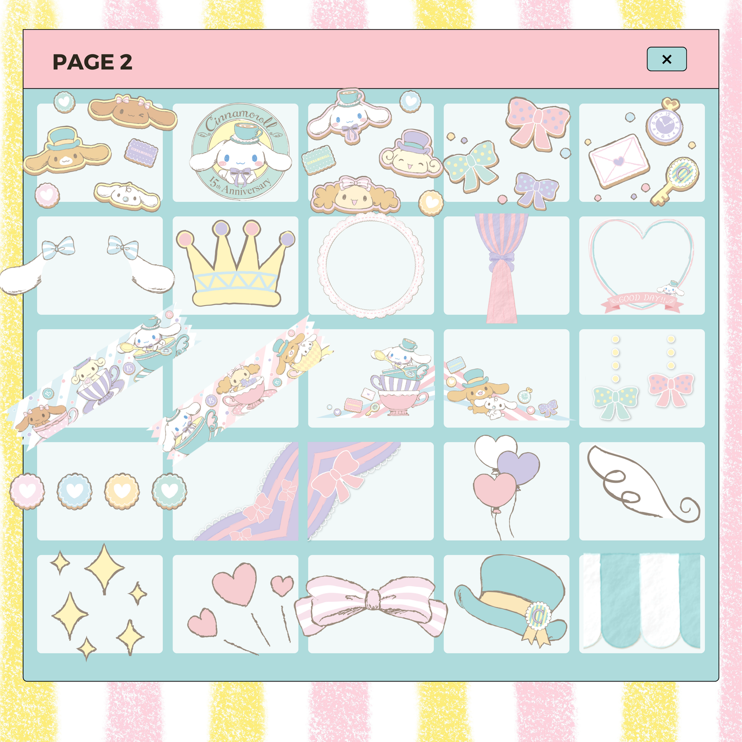 70 Pastel Cinnamoroll Anniversary Edition | Goodnotes Planner | Digital Stickers | PNG Files | Variety Pack