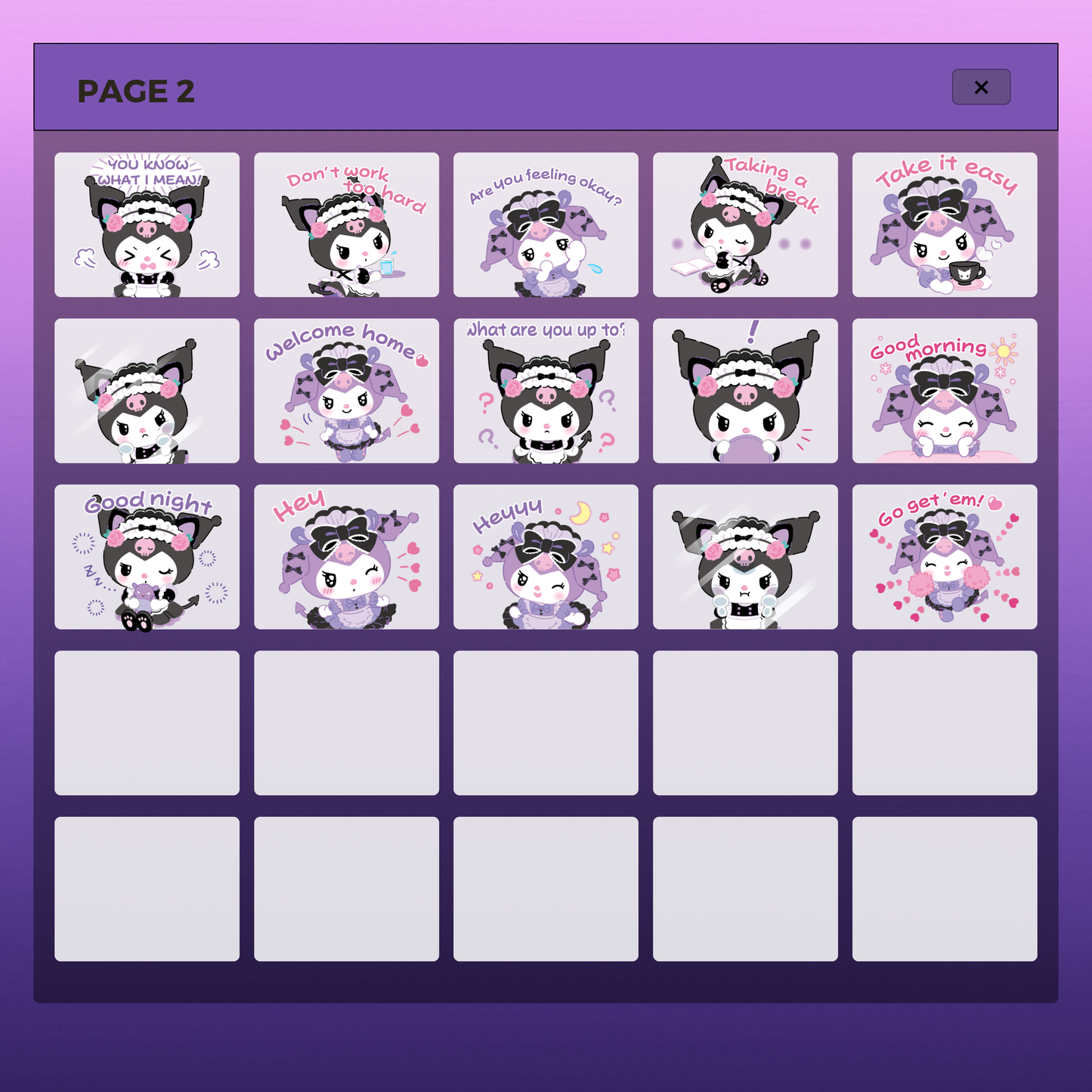 40 Maid Kuromi Stickers | Goodnotes Planner | Digital Stickers | PNG Files | Variety Pack