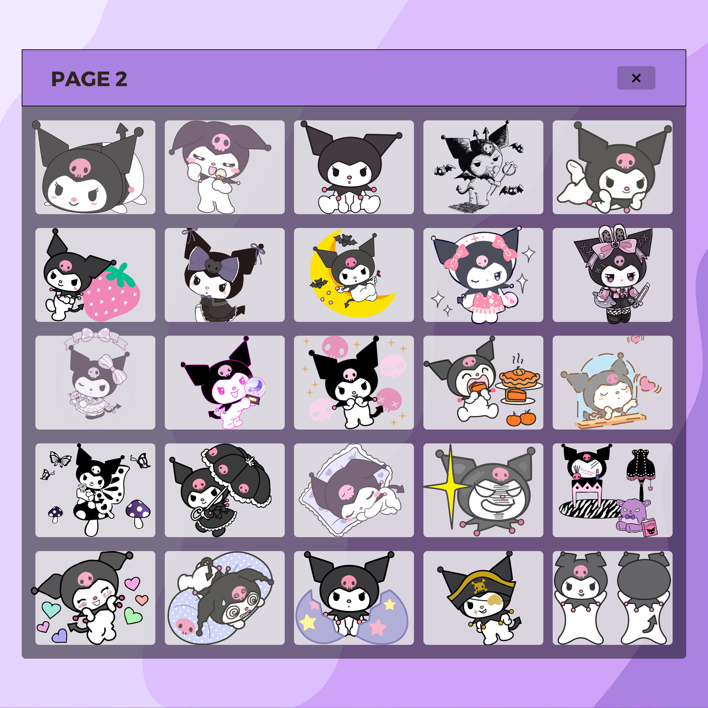 60 Assorted Kawaii Kuromi Bunny | Goodnotes Planner | Digital Stickers | PNG Files | Variety Pack