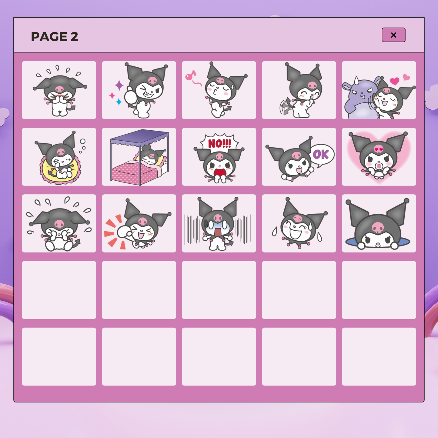 40 Kawaii Kuromi Stickers | Goodnotes Planner | Digital Stickers | PNG Files | Variety Pack