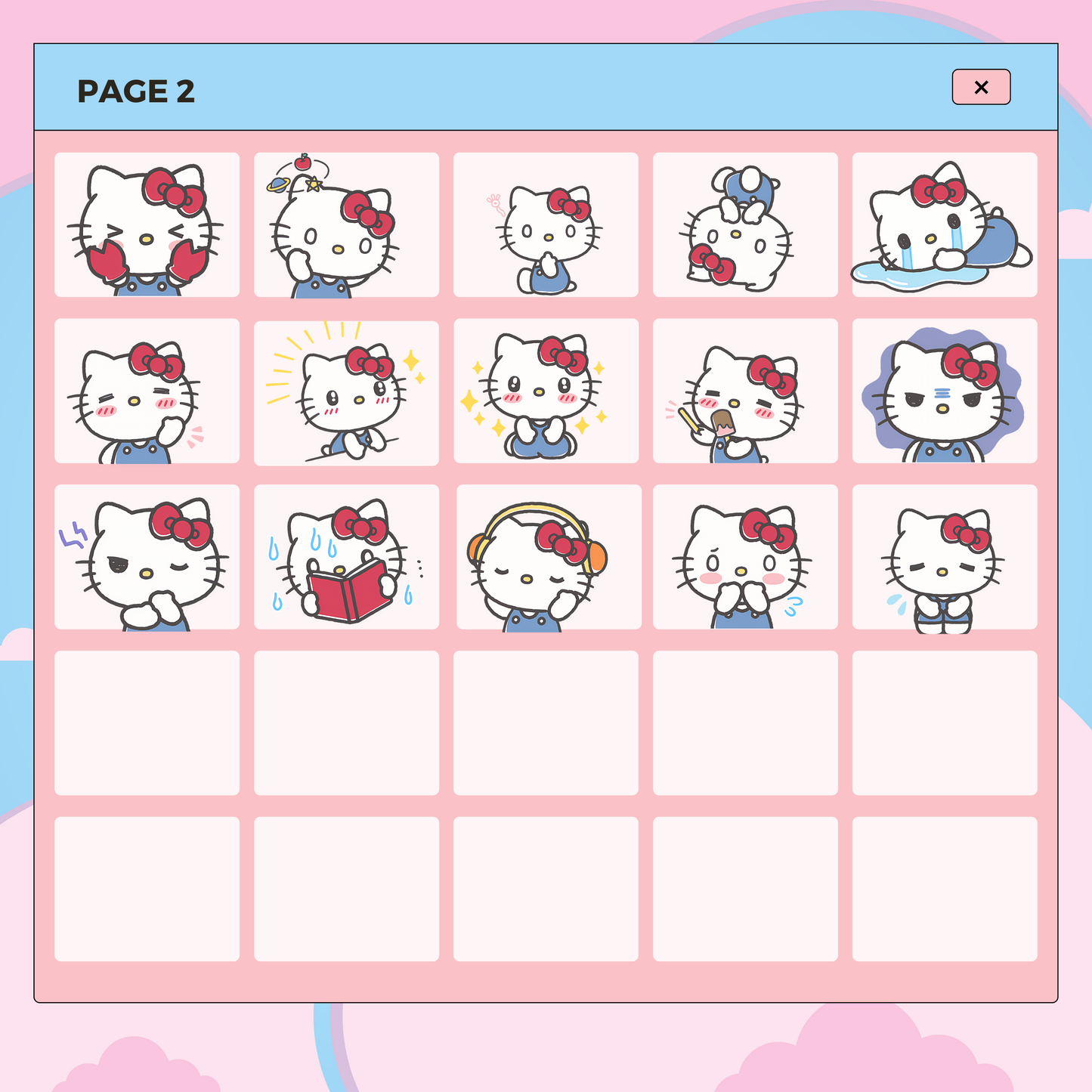 40 Sleepy Hello Kitty | Goodnotes Planner | Digital Stickers | PNG Files | Variety Pack