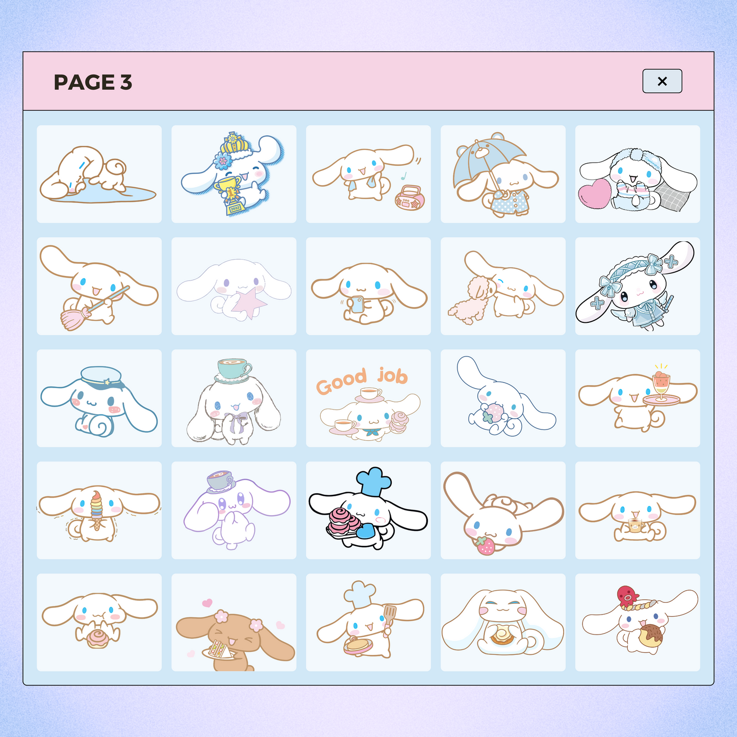 162 Kawaii Cinnamoroll Character | Goodnotes Planner | Digital Stickers | PNG Files | Variety Pack