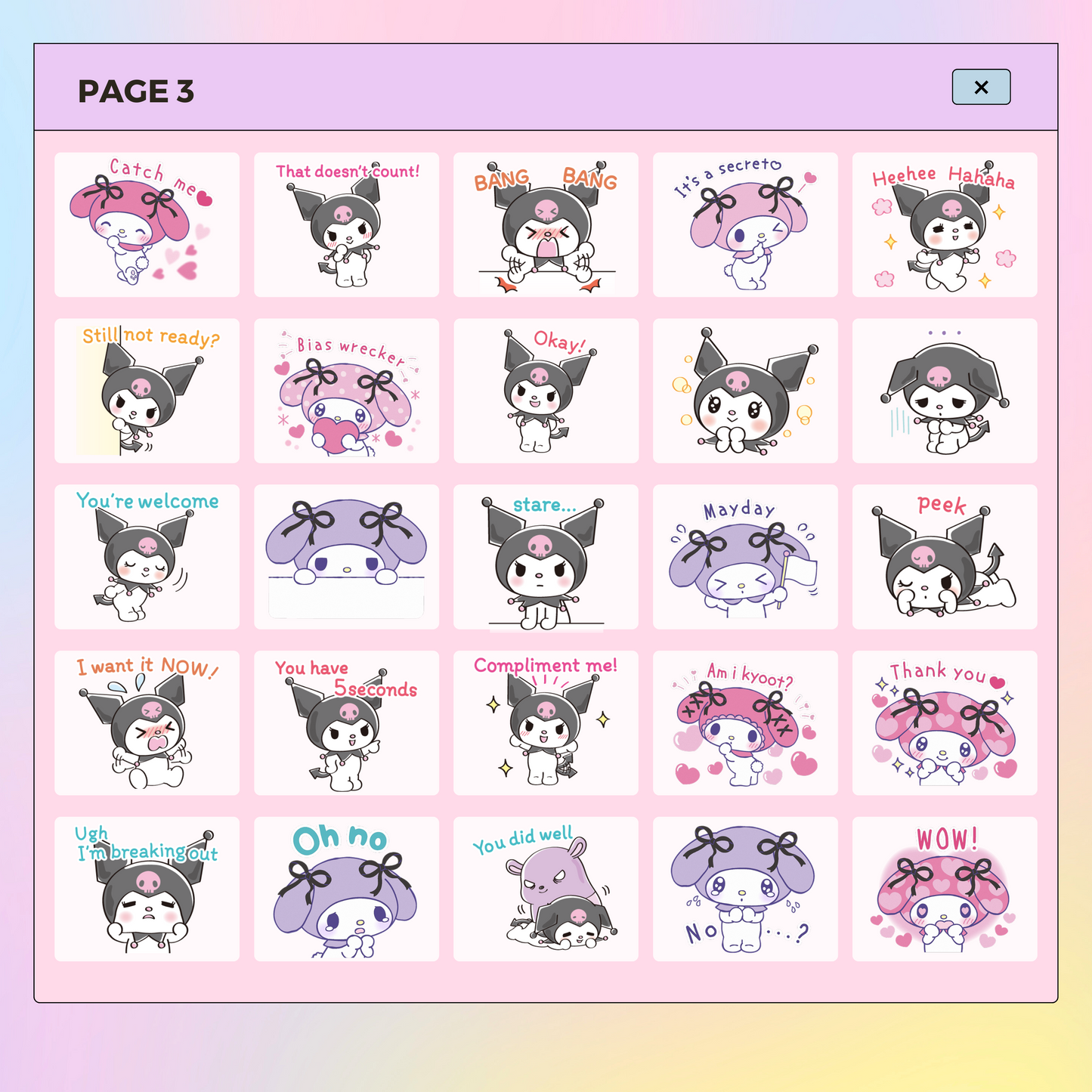 104 My Melody and Kuromi | Goodnotes Planner | Digital Stickers | PNG Files | Variety Pack