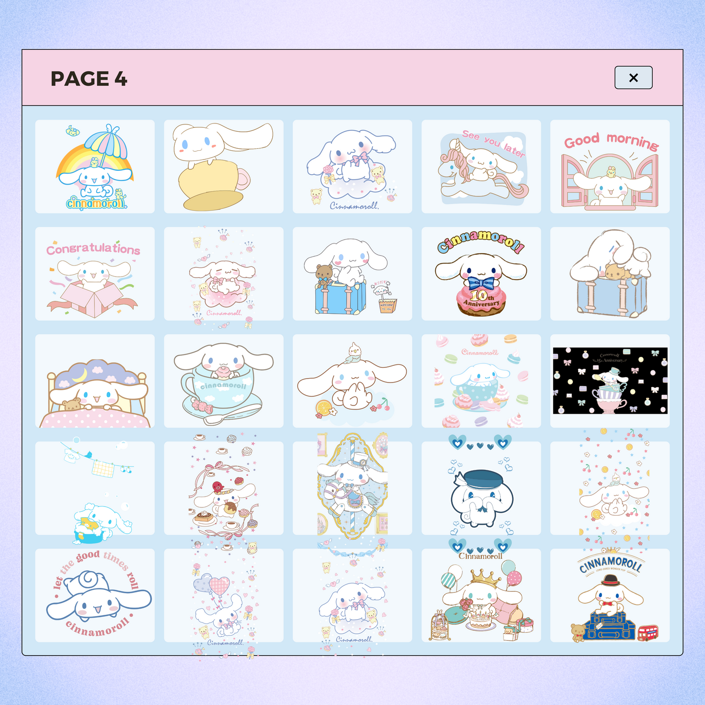 162 Kawaii Cinnamoroll Character | Goodnotes Planner | Digital Stickers | PNG Files | Variety Pack