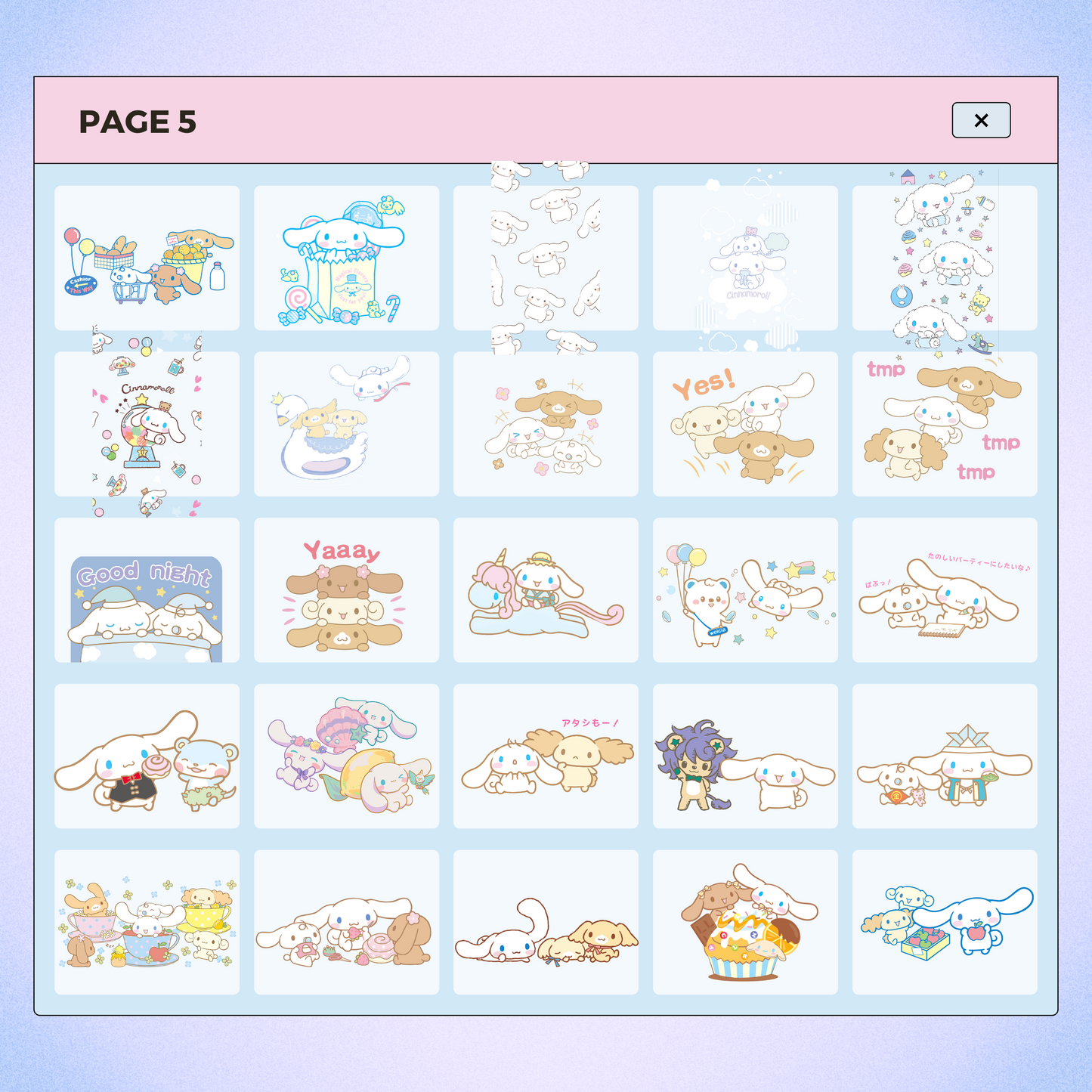 162 Kawaii Cinnamoroll Character | Goodnotes Planner | Digital Stickers | PNG Files | Variety Pack