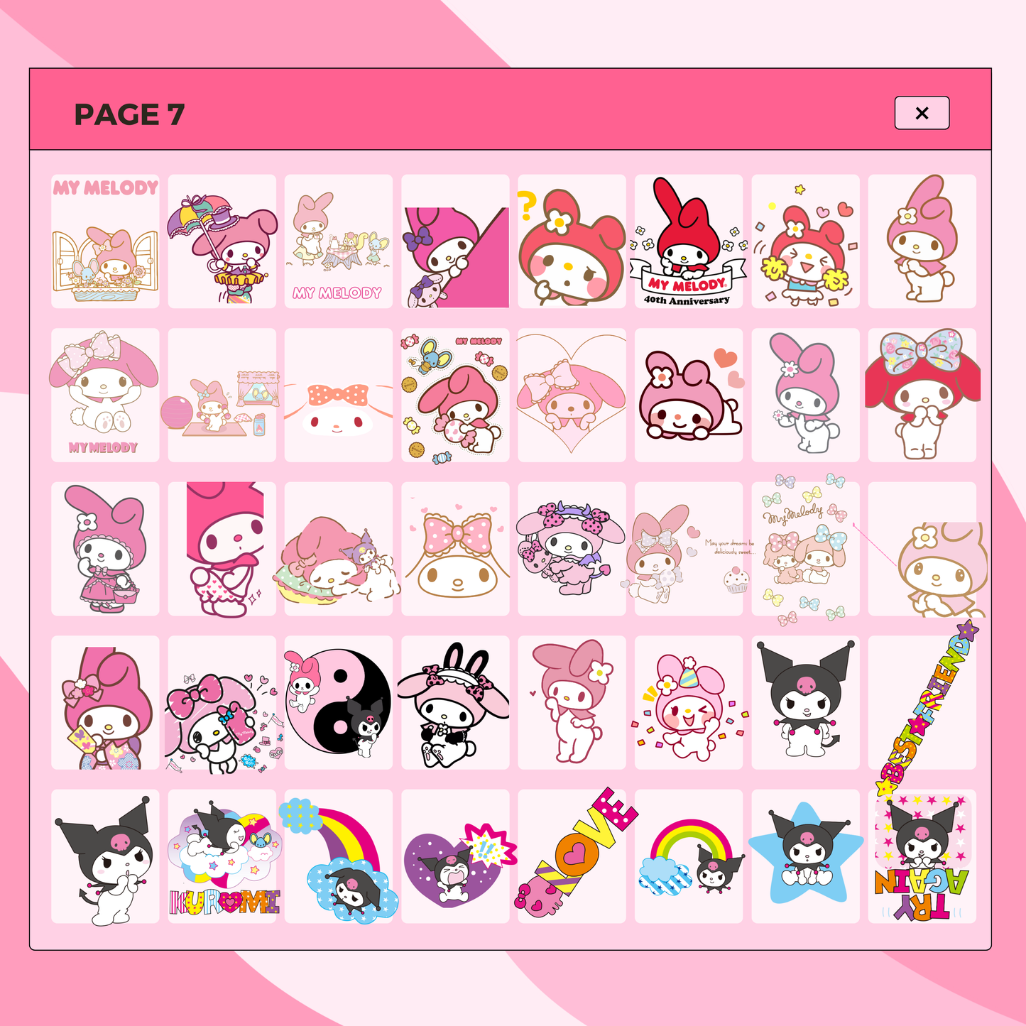 287 Assorted Melody and Kuromi | Goodnotes Planner | Digital Stickers | PNG Files | Variety Pack